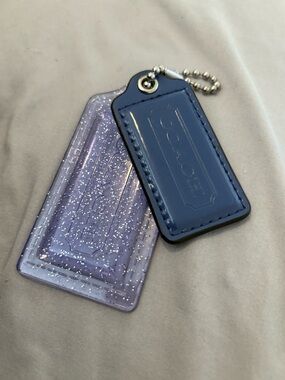 Coach Navy Leather Tag with blue Glitter Companion